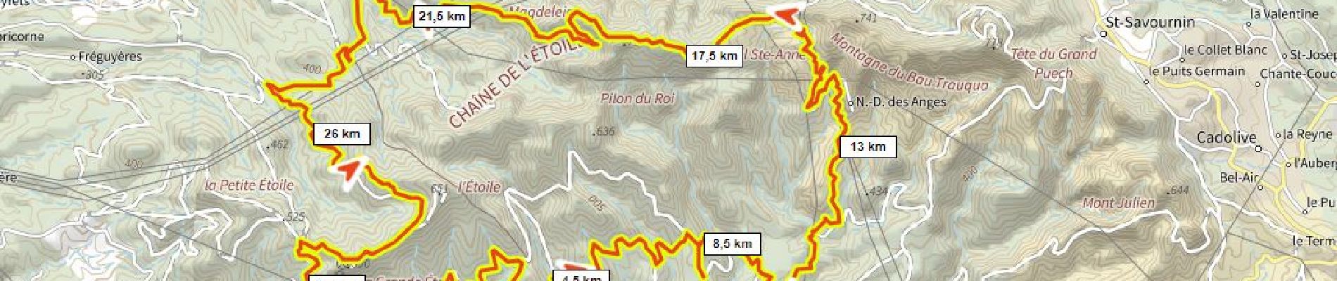 Randonnée V.T.T. Marseille - ND des Anges, pilon du Roi, L'Etoile D+990m - Photo