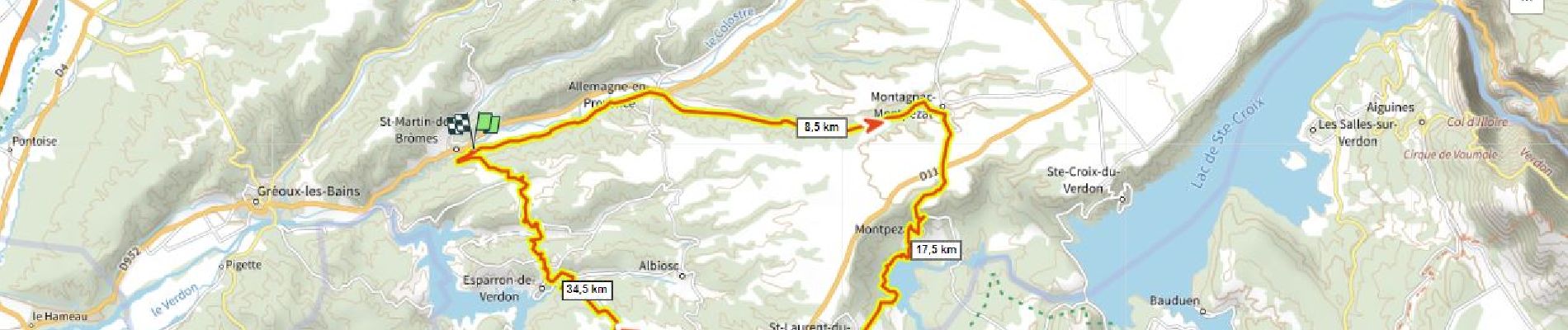 Tour Rennrad Saint-Martin-de-Brômes - lacs du bas Verdon D+820m  depuis St Martin - Photo