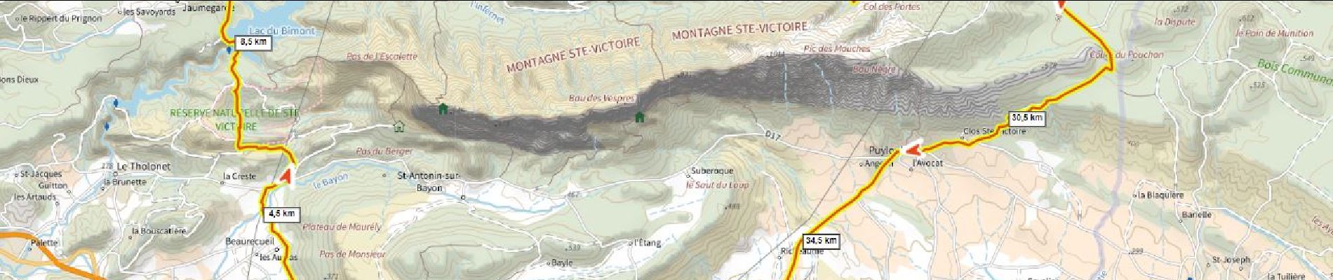 Percorso Mountainbike Châteauneuf-le-Rouge - Tour de Sainte Victoire VTT Par Bimont et la Pallière (essai) D+870m - Photo