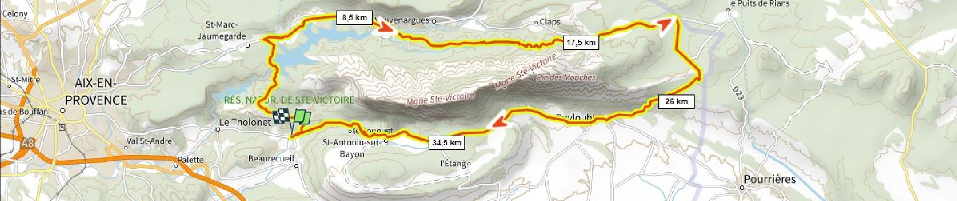 Randonnée V.T.T. Beaurecueil - Tour de Ste Victoire D+920m au plus court  - Photo